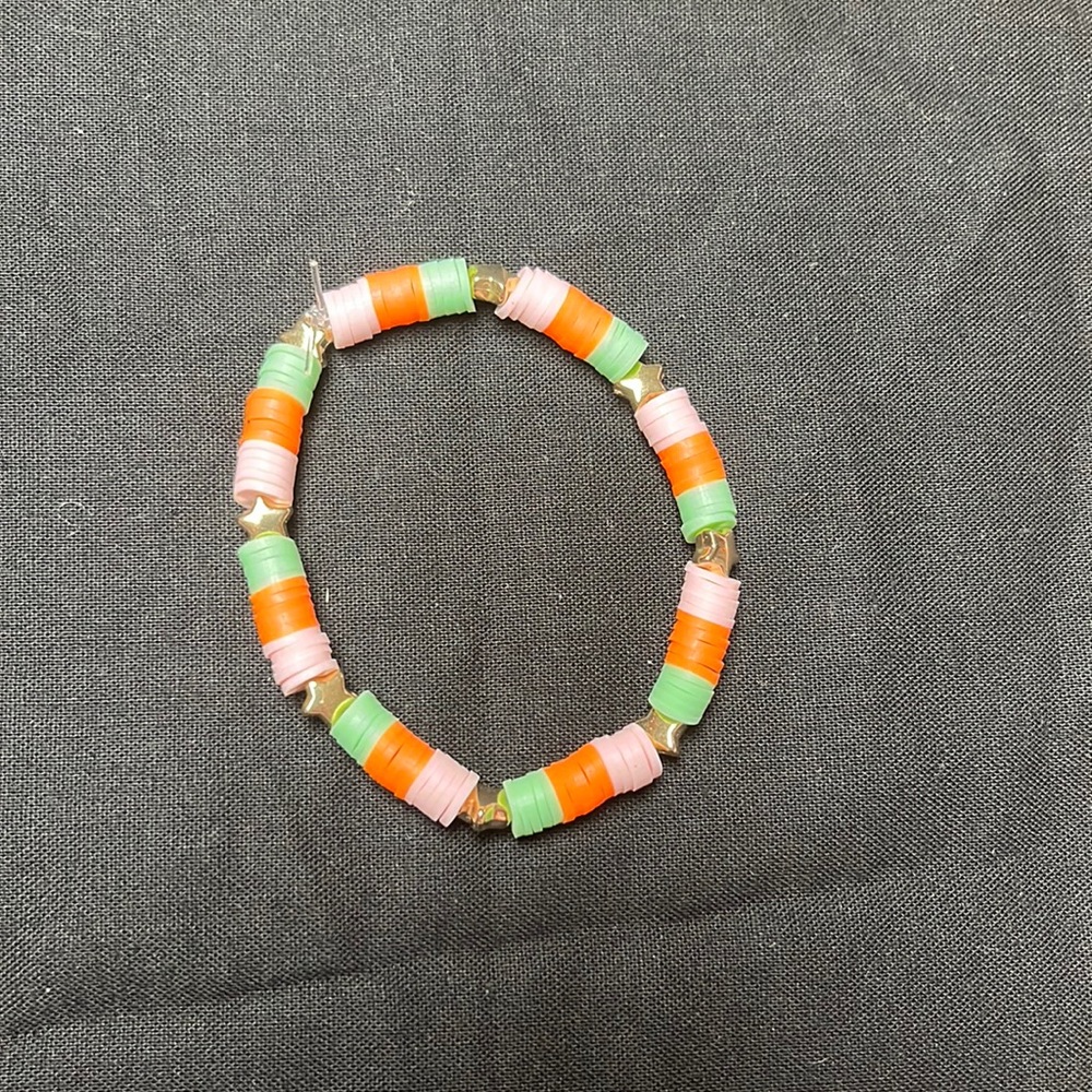 Clay Beaded Bracelet with golden stars